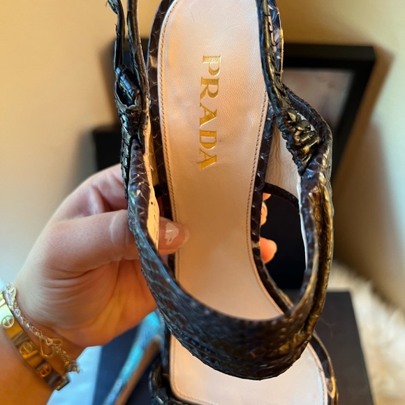 PRADA black snake leather twist knot block sandals heels ✨ - Picture 14 of 16
